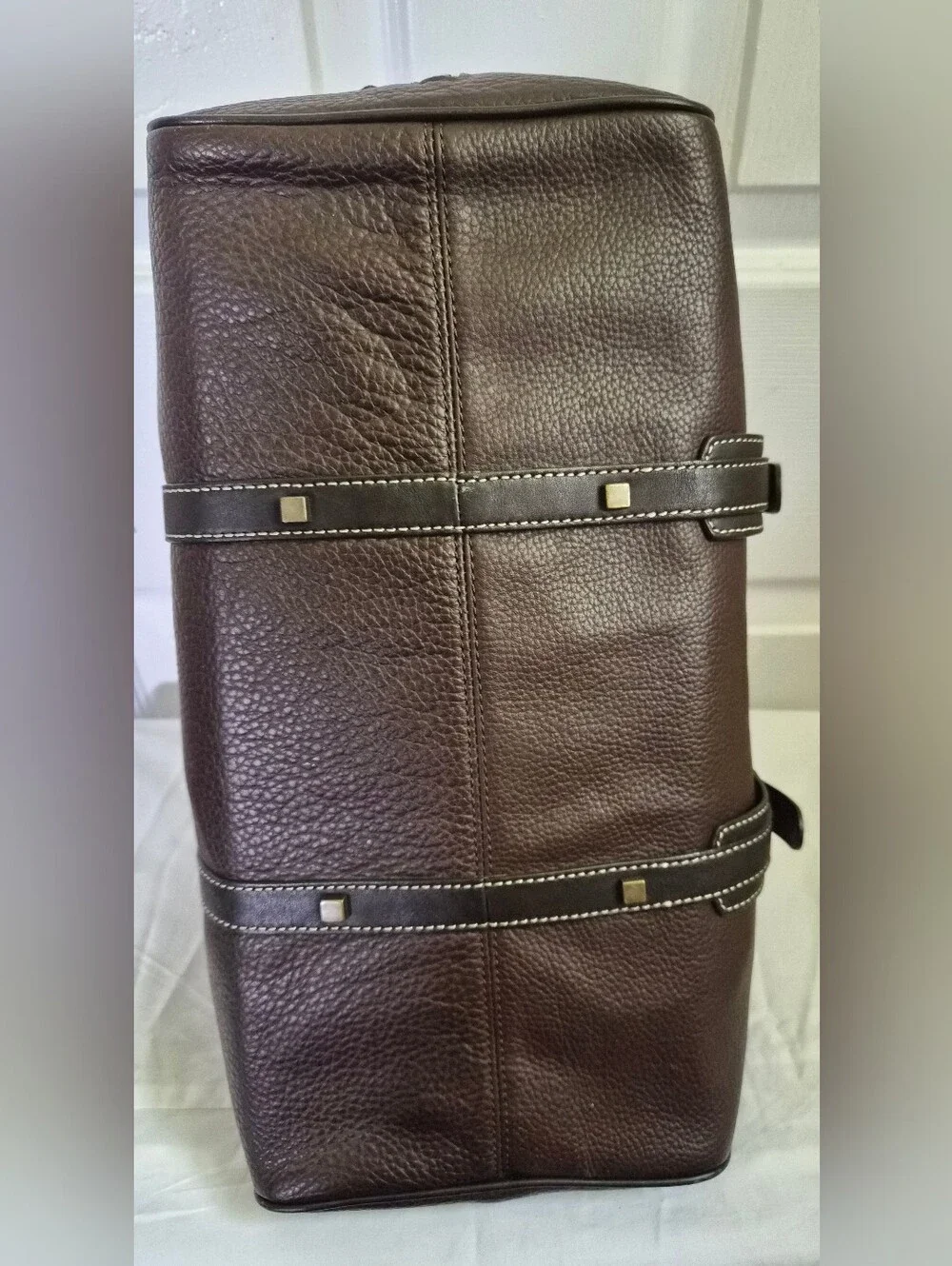 Vintage Adrienne Vittadini 3-Piece Brown Pebbled Leather Travel Set